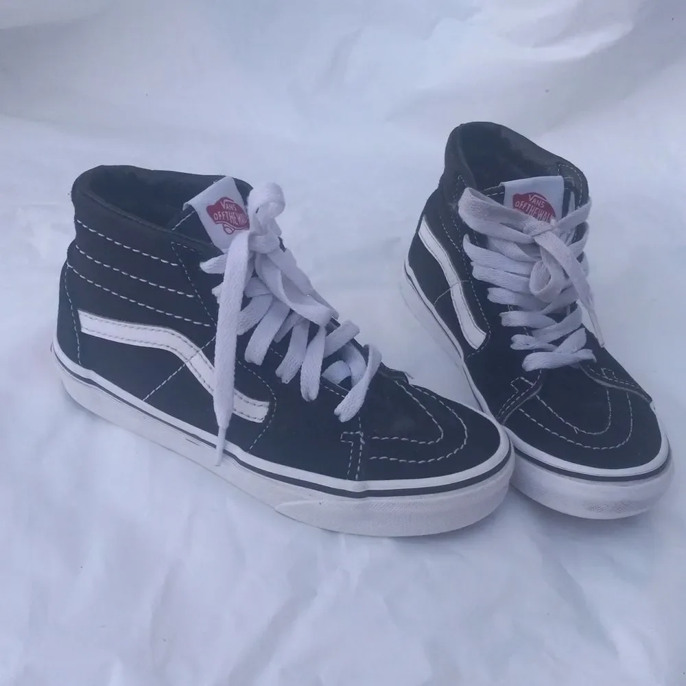 Vans SK8-HI Shoes Black & White Kids Size 1